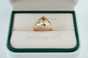 Anillo con circon azul en oro 18 quilates Anillo con circon azul en oro 18 quilates