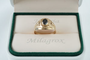 Anillo con cristos y circon negro en oro 18 quilates Anillo con cristos y circon negro en oro 18 quilates