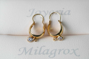 Candongas con circón blanco en oro 18 quilates Candongas con circón blanco en oro 18 quilates