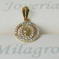 Dije virgen Milagrosa con circones blancos en oro 18 quilates